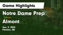 Notre Dame Prep  vs Almont  Game Highlights - Jan. 9, 2024