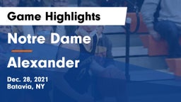 Notre Dame  vs Alexander  Game Highlights - Dec. 28, 2021