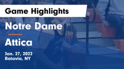 Notre Dame  vs Attica  Game Highlights - Jan. 27, 2022