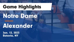 Notre Dame  vs Alexander  Game Highlights - Jan. 12, 2023