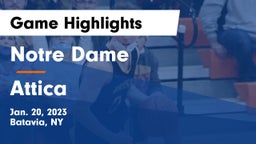 Notre Dame  vs Attica  Game Highlights - Jan. 20, 2023