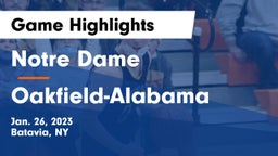 Notre Dame  vs Oakfield-Alabama  Game Highlights - Jan. 26, 2023