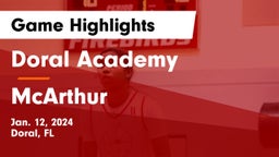 Doral Academy  vs McArthur Game Highlights - Jan. 12, 2024