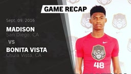 Recap: Madison  vs. Bonita Vista  2016