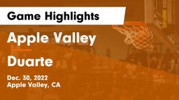 Apple Valley  vs Duarte Game Highlights - Dec. 30, 2022