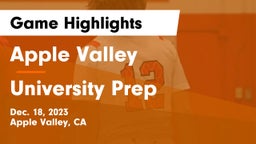 Apple Valley  vs University Prep Game Highlights - Dec. 18, 2023