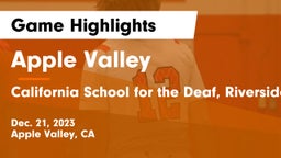 Apple Valley  vs California School for the Deaf, Riverside Game Highlights - Dec. 21, 2023