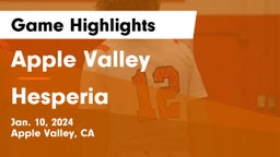 Apple Valley  vs Hesperia  Game Highlights - Jan. 10, 2024