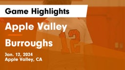 Apple Valley  vs Burroughs  Game Highlights - Jan. 12, 2024
