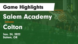 Salem Academy  vs Colton   Game Highlights - Jan. 24, 2022
