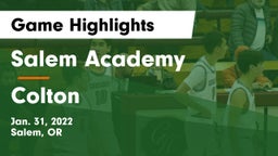 Salem Academy  vs Colton   Game Highlights - Jan. 31, 2022