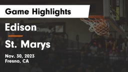 Edison  vs St. Marys Game Highlights - Nov. 30, 2023