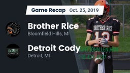 Recap: Brother Rice  vs. Detroit Cody  2019