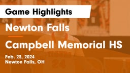Newton Falls  vs Campbell Memorial HS Game Highlights - Feb. 23, 2024