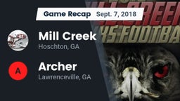 Recap: Mill Creek  vs. Archer  2018