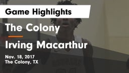 The Colony  vs Irving Macarthur Game Highlights - Nov. 18, 2017