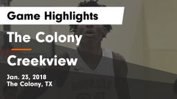 The Colony  vs Creekview  Game Highlights - Jan. 23, 2018