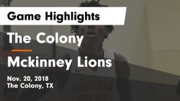 The Colony  vs Mckinney Lions Game Highlights - Nov. 20, 2018