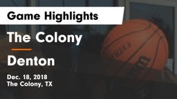 The Colony  vs Denton  Game Highlights - Dec. 18, 2018