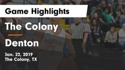 The Colony  vs Denton  Game Highlights - Jan. 22, 2019