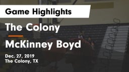 The Colony  vs McKinney Boyd  Game Highlights - Dec. 27, 2019