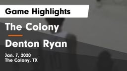 The Colony  vs Denton Ryan  Game Highlights - Jan. 7, 2020