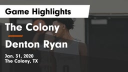 The Colony  vs Denton Ryan  Game Highlights - Jan. 31, 2020