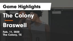 The Colony  vs Braswell  Game Highlights - Feb. 11, 2020