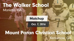 Matchup: The Walker School vs. Mount Paran Christian School 2016