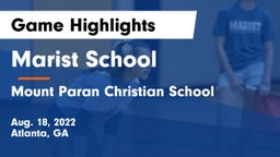 Marist School vs Mount Paran Christian School Game Highlights - Aug. 18, 2022