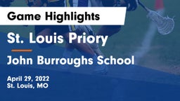 St. Louis Priory  vs John Burroughs School Game Highlights - April 29, 2022