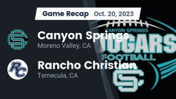 Recap: Canyon Springs  vs. Rancho Christian  2023