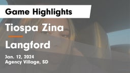 Tiospa Zina  vs Langford  Game Highlights - Jan. 12, 2024