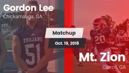 Matchup: Gordon Lee High vs. Mt. Zion  2018