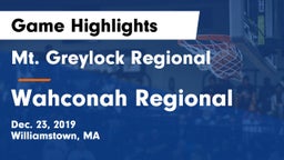 Mt. Greylock Regional  vs Wahconah Regional  Game Highlights - Dec. 23, 2019