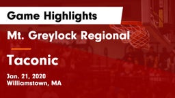 Mt. Greylock Regional  vs Taconic  Game Highlights - Jan. 21, 2020