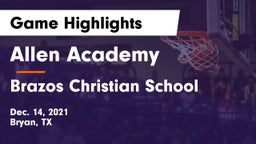 Allen Academy vs Brazos Christian School Game Highlights - Dec. 14, 2021