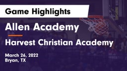 Allen Academy vs Harvest Christian Academy Game Highlights - March 26, 2022