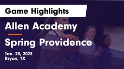 Allen Academy vs Spring Providence Game Highlights - Jan. 28, 2023
