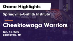 Springville-Griffith Institute  vs Cheektowaga Warriors Game Highlights - Jan. 14, 2020