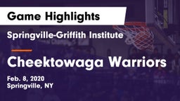 Springville-Griffith Institute  vs Cheektowaga Warriors Game Highlights - Feb. 8, 2020