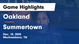 Oakland  vs Summertown  Game Highlights - Dec. 18, 2020