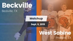Matchup: Beckville High vs. West Sabine  2019