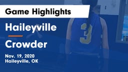 Haileyville  vs Crowder   Game Highlights - Nov. 19, 2020