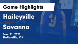 Haileyville  vs Savanna  Game Highlights - Jan. 21, 2021