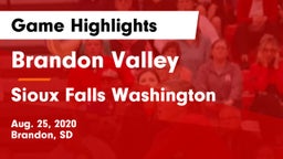 Brandon Valley  vs Sioux Falls Washington  Game Highlights - Aug. 25, 2020