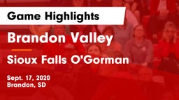 Brandon Valley  vs Sioux Falls O'Gorman  Game Highlights - Sept. 17, 2020