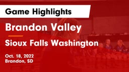 Brandon Valley  vs Sioux Falls Washington  Game Highlights - Oct. 18, 2022