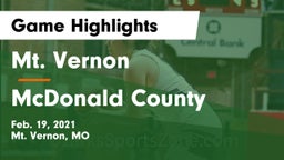 Mt. Vernon  vs McDonald County  Game Highlights - Feb. 19, 2021