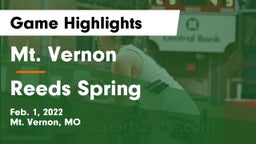 Mt. Vernon  vs Reeds Spring  Game Highlights - Feb. 1, 2022